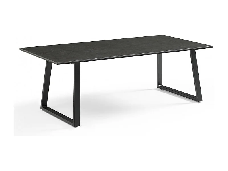 Table basse 120x60 cm céramique gris foncé pieds luge - UTAH 02