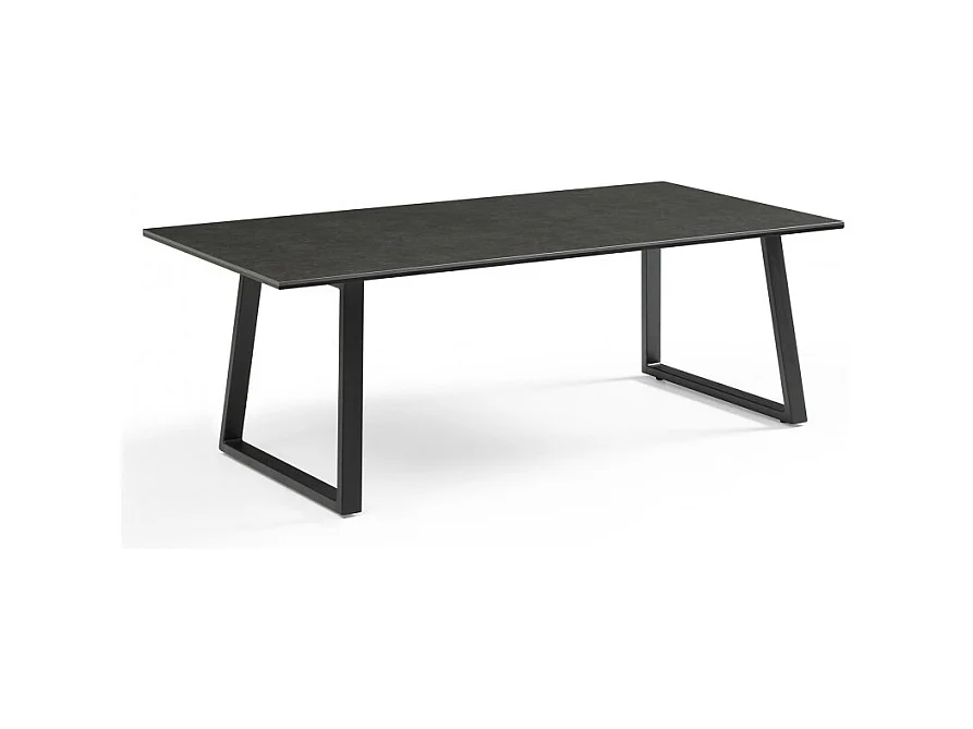 Table basse 120x60 cm céramique gris foncé pieds luge - UTAH 02