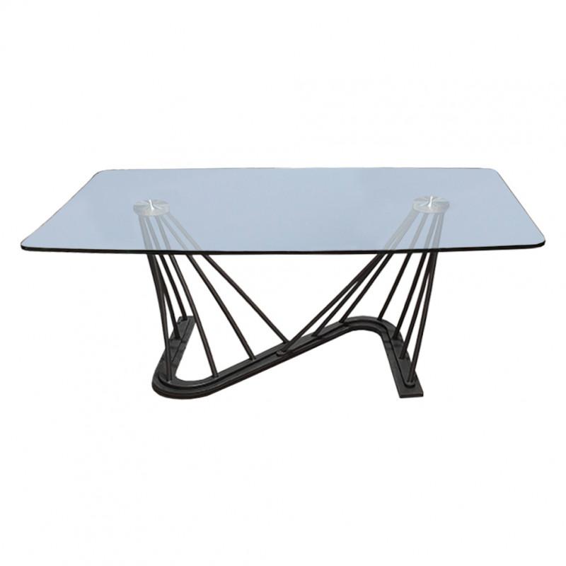 Table basse plateau en verre, piètement métal noir - VIDRIO