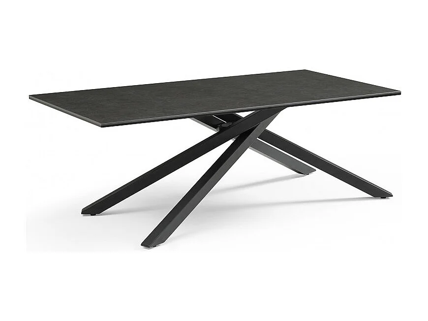 Table basse 120x60 cm céramique gris foncé pied torsadé - UTAH 05