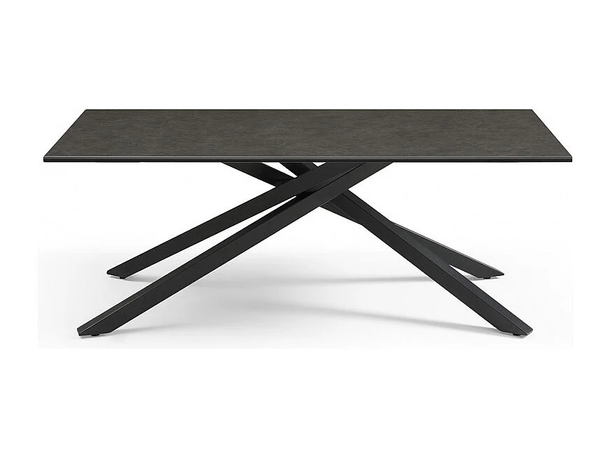 Table basse 120x60 cm céramique gris foncé pied torsadé - UTAH 05