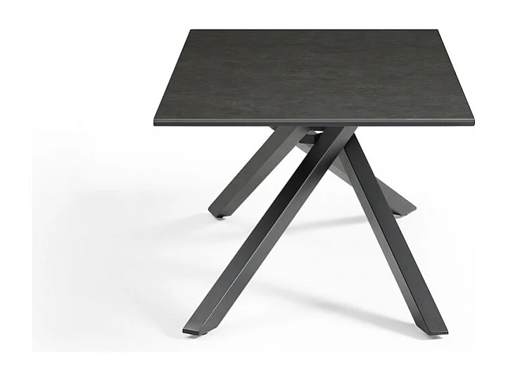 Table basse 120x60 cm céramique gris foncé pied torsadé - UTAH 05