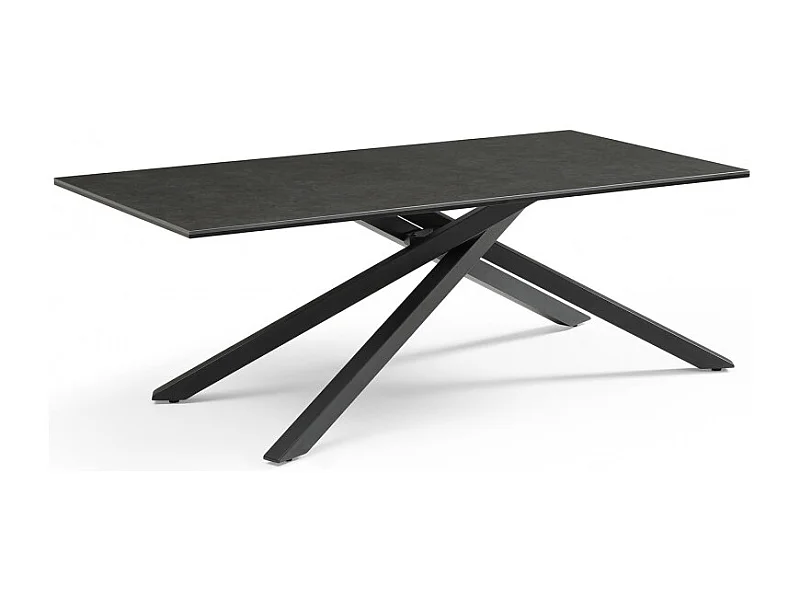 Table basse 120x60 cm céramique gris foncé pied torsadé - UTAH 05