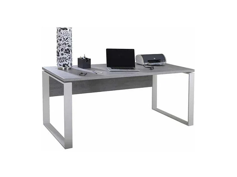 Bureau 170 cm décor gris béton et pied en métal - NET