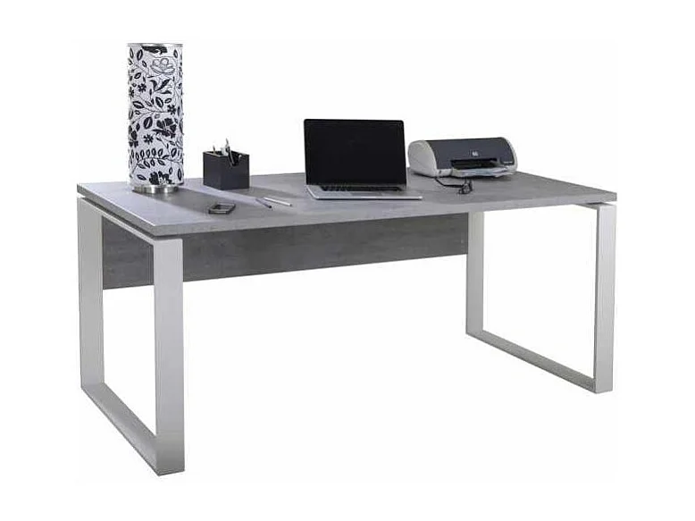 Bureau 170 cm décor gris béton et pied en métal - NET