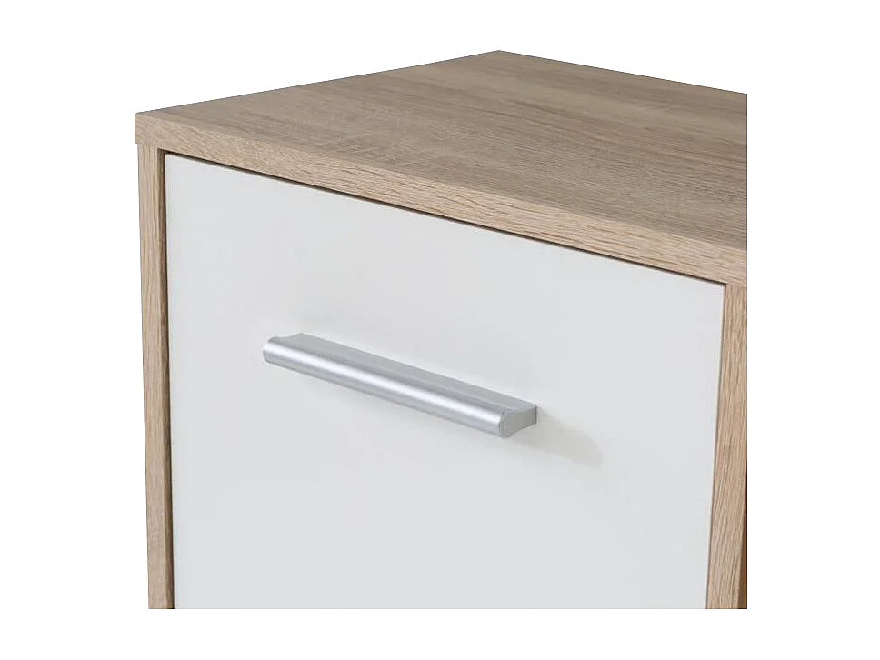 Bureau droit avec rangements décor chêne clair et blanc mat - KEVAN