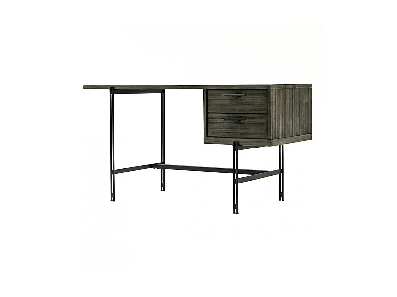 Bureau L140 cm en bois cendré structure en métal - KUBI