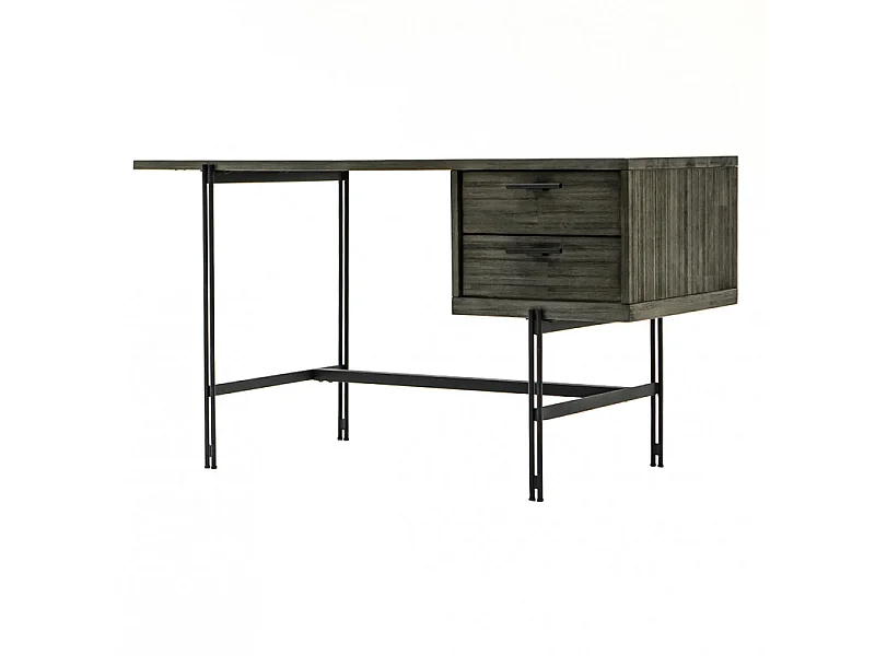 Bureau L140 cm en bois cendré structure en métal - KUBI