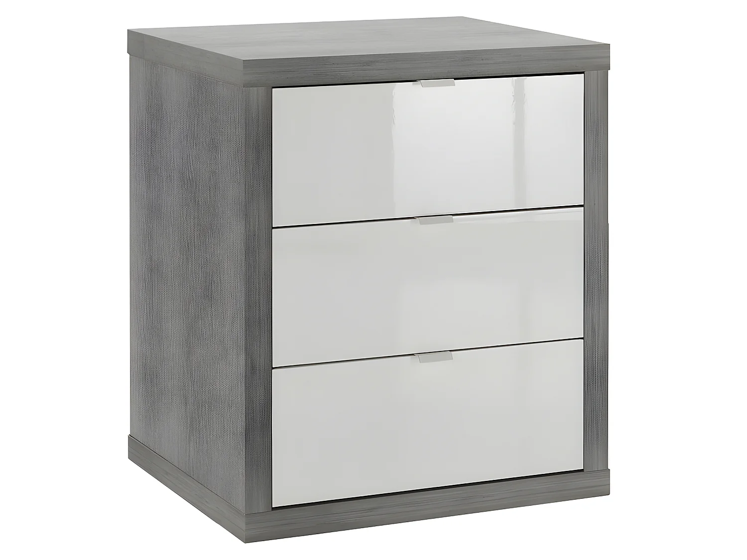 Caisson rangement bureau 3 tiroirs décor gris et blanc laqué - GRANIT
