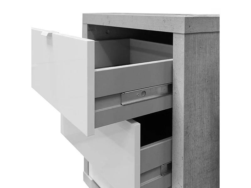 Caisson rangement bureau 3 tiroirs décor gris et blanc laqué - GRANIT