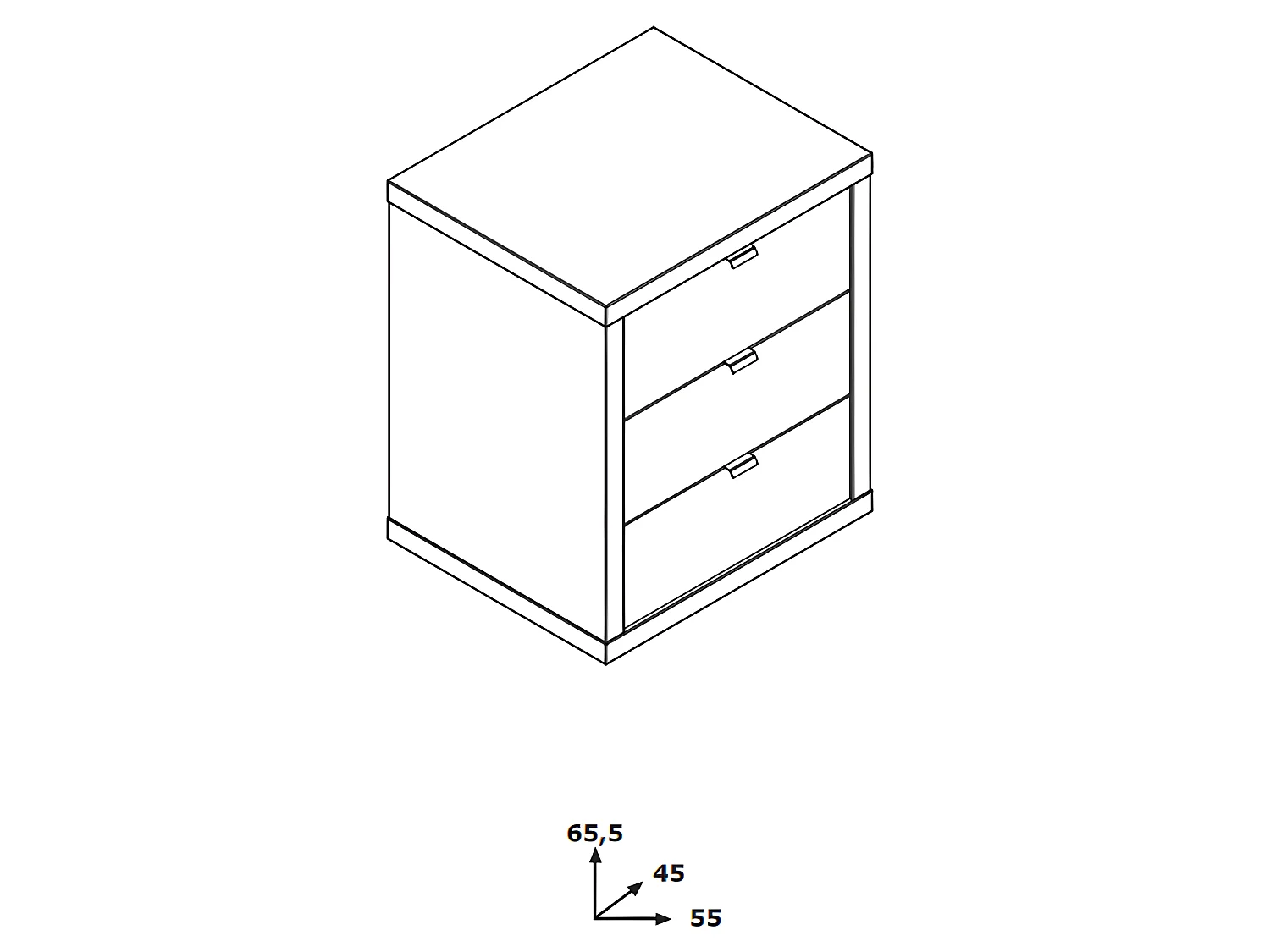 Caisson rangement bureau 3 tiroirs décor gris et blanc laqué - GRANIT