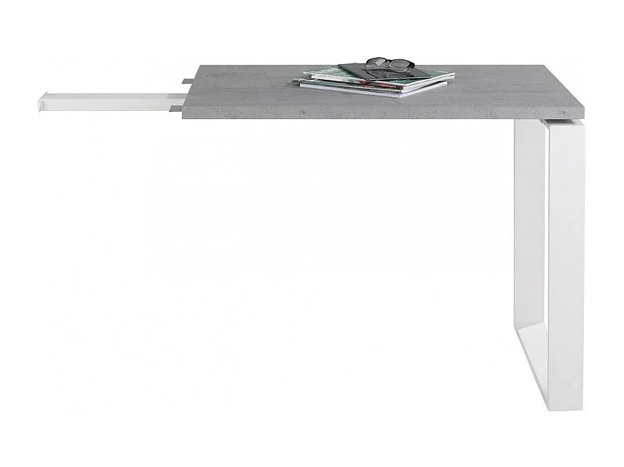 Retour de bureau décor gris béton et pieds en métal L. 90 cm - NET