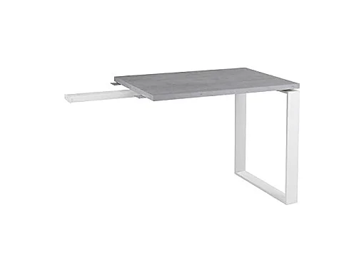 Retour de bureau décor gris béton et pieds en métal L. 90 cm - NET
