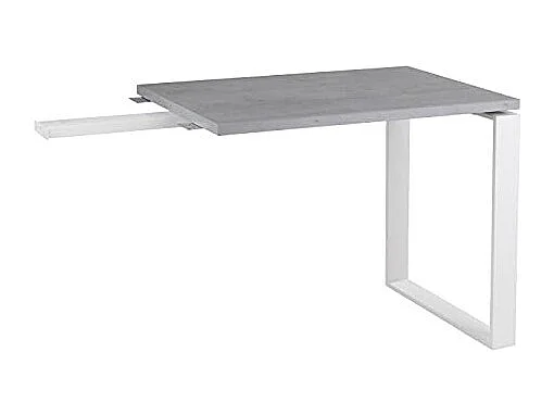 Retour de bureau décor gris béton et pieds en métal L. 90 cm - NET