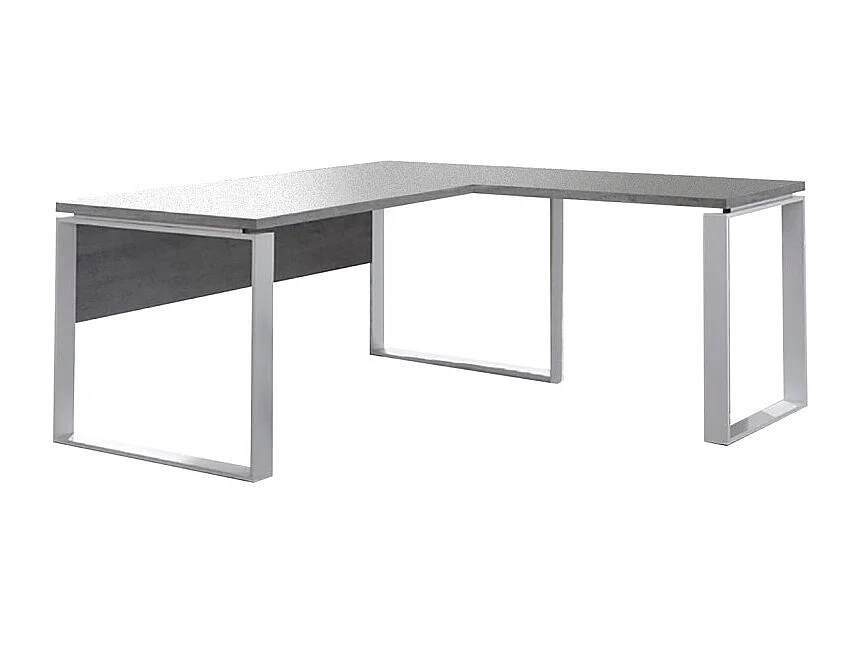Retour de bureau décor gris béton et pieds en métal L. 90 cm - NET