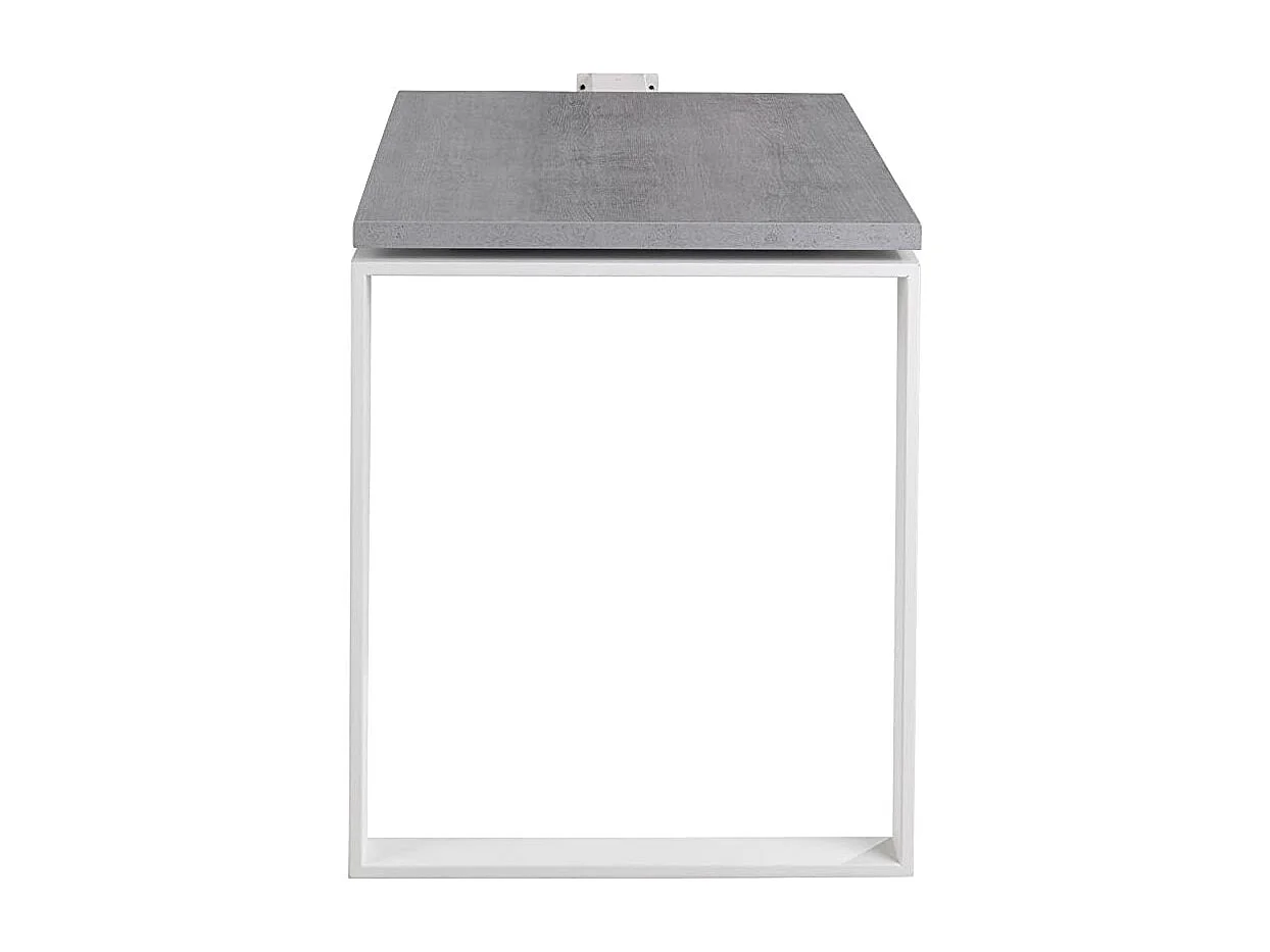 Retour de bureau décor gris béton et pieds en métal L. 90 cm - NET