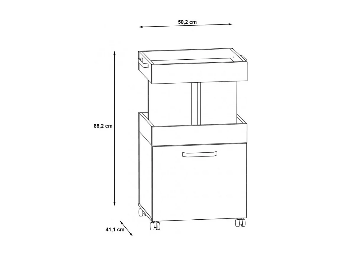 Desserte à roulettes 1 plateau 1 porte décor bois et noir - BENJI