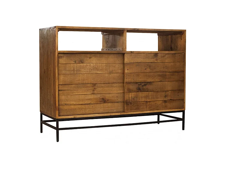 Buffet industriel bois rustique et métal noir L.140 cm - FACTORY