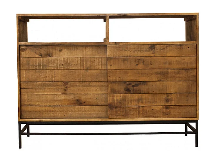 Buffet industriel bois rustique et métal noir L.140 cm - FACTORY
