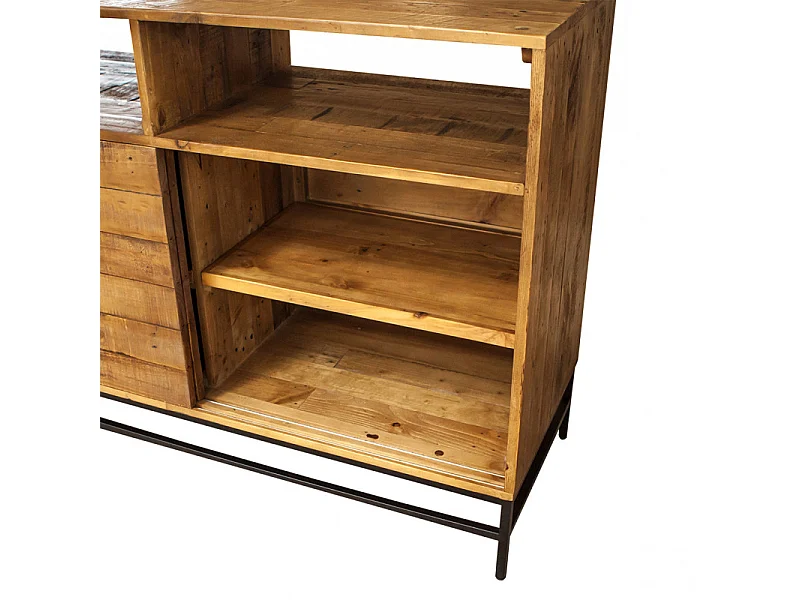 Buffet industriel bois rustique et métal noir L.140 cm - FACTORY