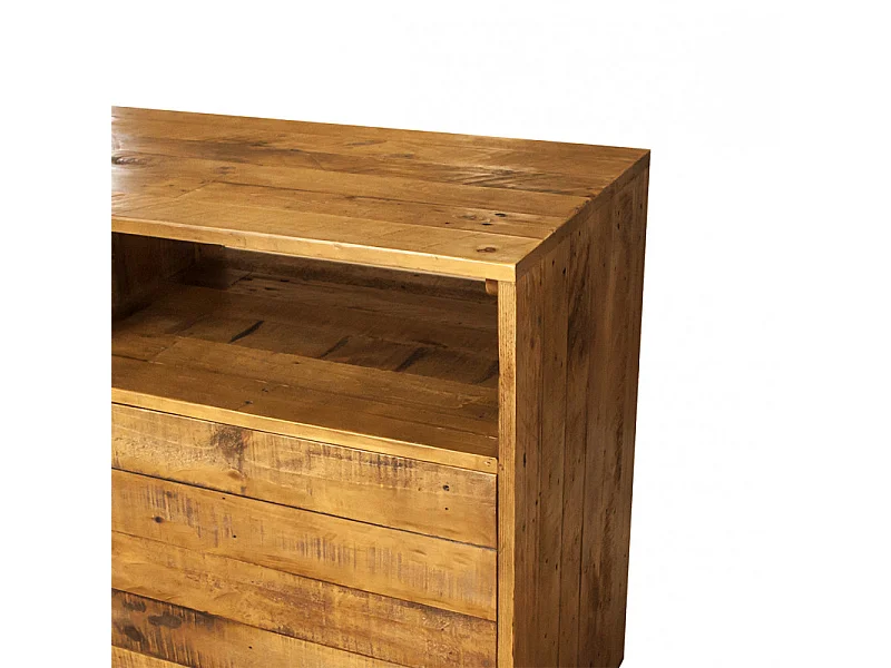 Buffet industriel bois rustique et métal noir L.140 cm - FACTORY