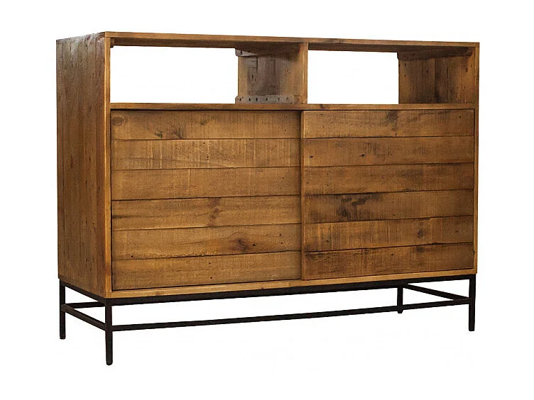 Buffet industriel bois rustique et métal noir L.140 cm - FACTORY