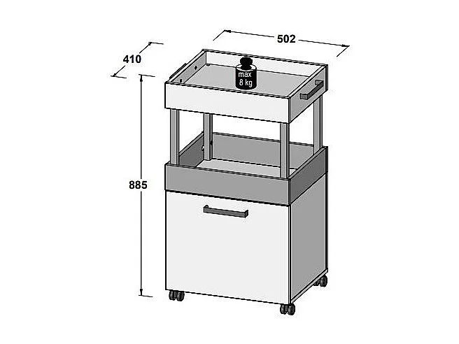 Desserte à roulettes 2 plateaux 1 porte décor bois et noir - BENJI