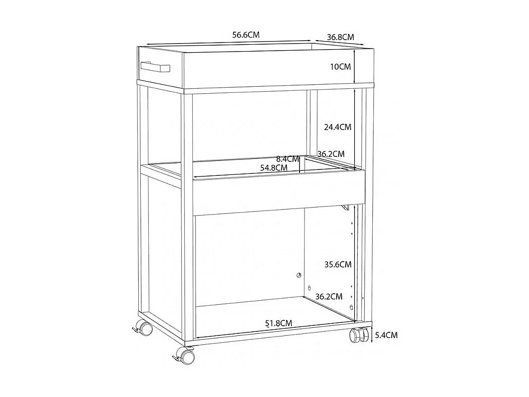 Desserte à roulettes 2 plateaux 2 portes décor bois clair - BENJI