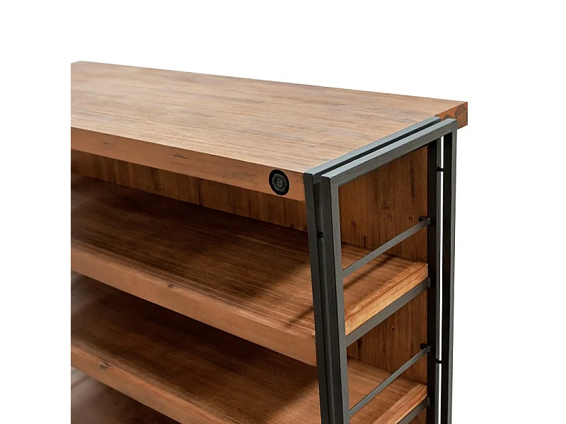 Bar industriel comptoir 140 cm en bois d'acacia et métal - WORKSHOP