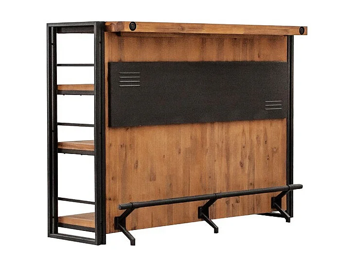 Bar industriel comptoir 140 cm en bois d'acacia et métal - WORKSHOP