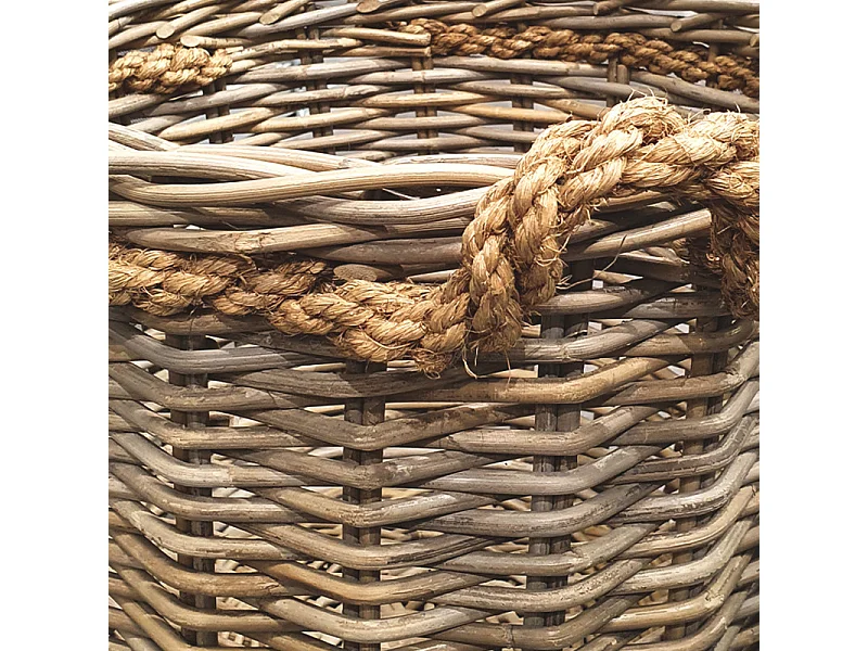 Panier rond en kubu naturel tressé D.46 cm avec anses - SIBU M
