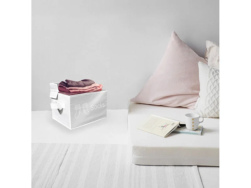 Lot de 4 boîtes de rangement blanc avec couvercle 100% nylon - SPACE