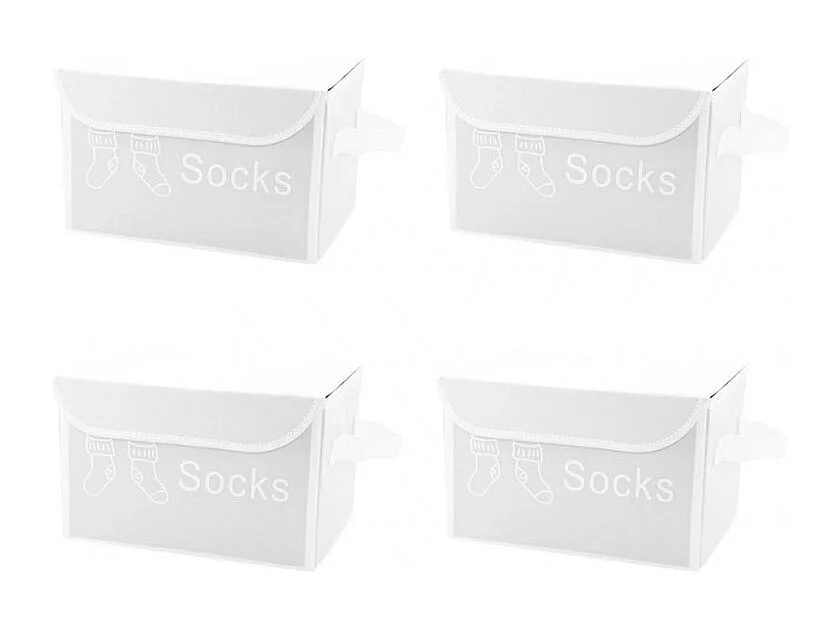 Lot de 4 boîtes de rangement blanc avec couvercle 100% nylon - SPACE