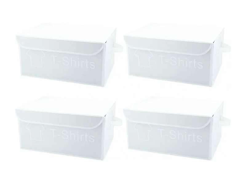 Lot de 4 boîtes de rangement blanc avec couvercle 100% nylon - SPACE