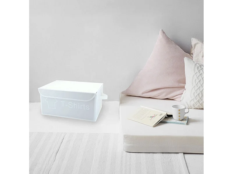 Lot de 4 boîtes de rangement blanc avec couvercle 100% nylon - SPACE