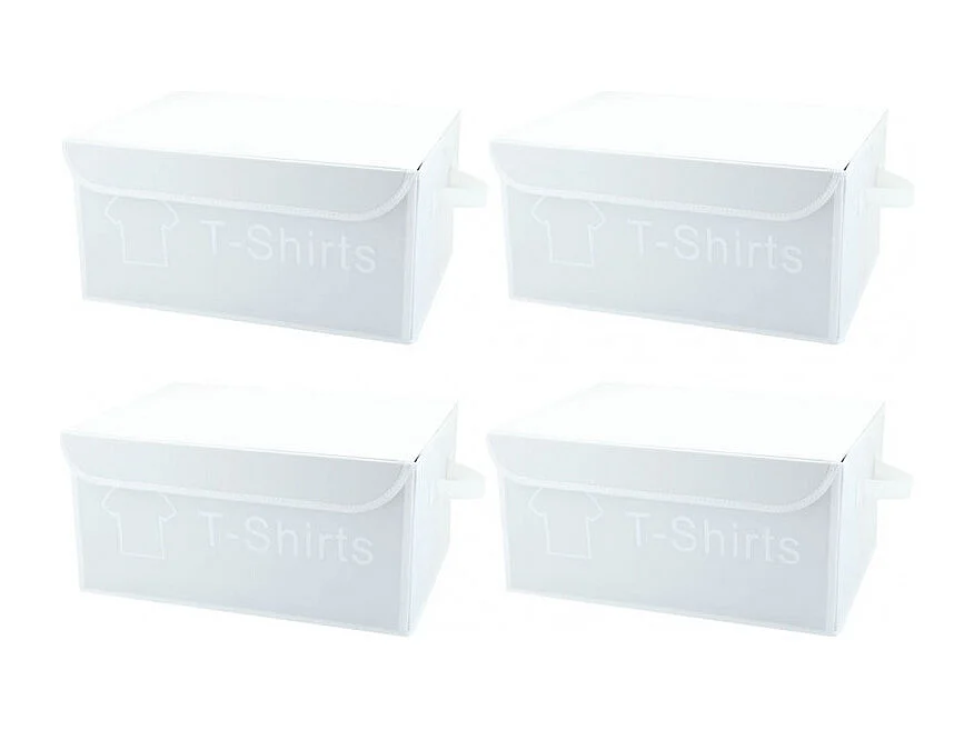 Lot de 4 boîtes de rangement blanc avec couvercle 100% nylon - SPACE