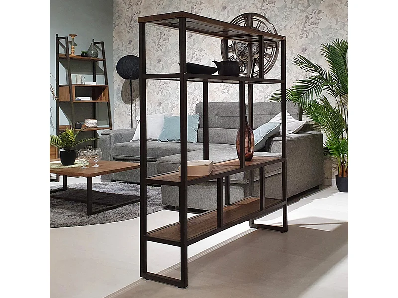 Étagère destructurée L.110 cm en bois et métal effet vieilli - MAYBEL