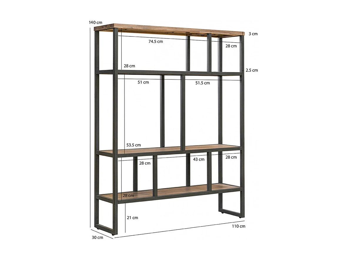 Étagère destructurée L.110 cm en bois et métal effet vieilli - MAYBEL