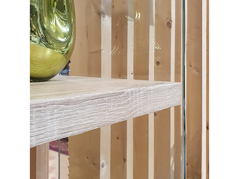 Bibliothèque H. 164 cm en verre trempé et 3 étagères décor chêne - ICE