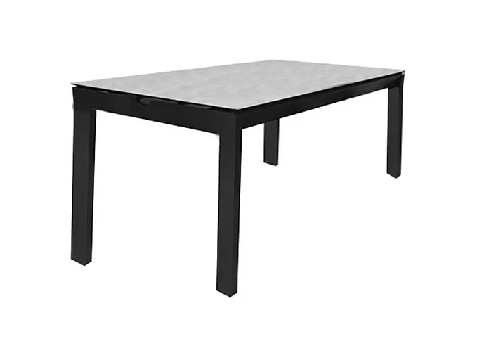 Table de jardin 200 cm en verre trempé béton et métal 1 tiroir - BAXI