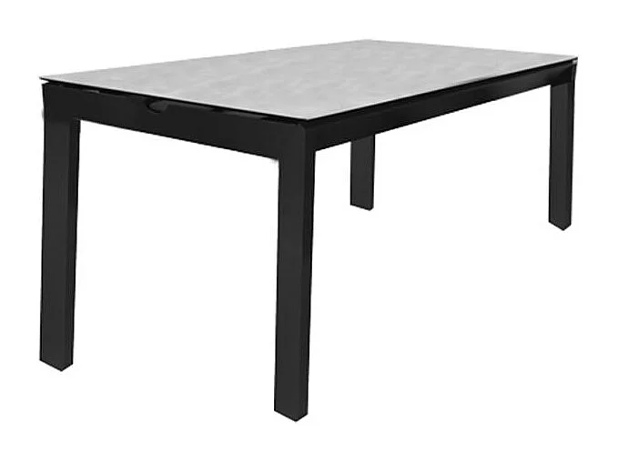 Table de jardin 200 cm en verre trempé béton et métal 1 tiroir - BAXI