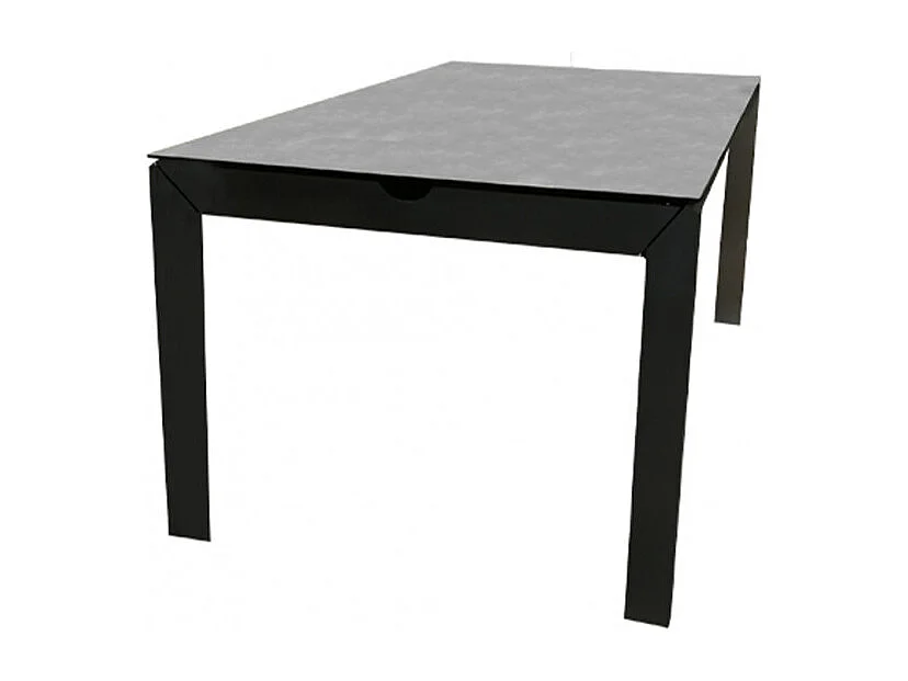 Table de jardin 200 cm en verre trempé béton et métal 1 tiroir - BAXI