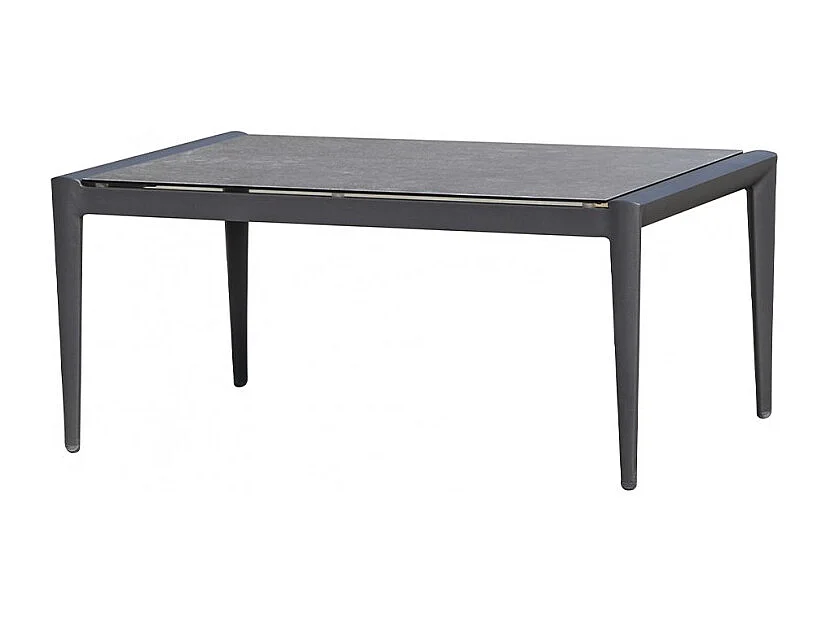 Table jardin 160 cm plateau verre trempé pieds métal - LOKI