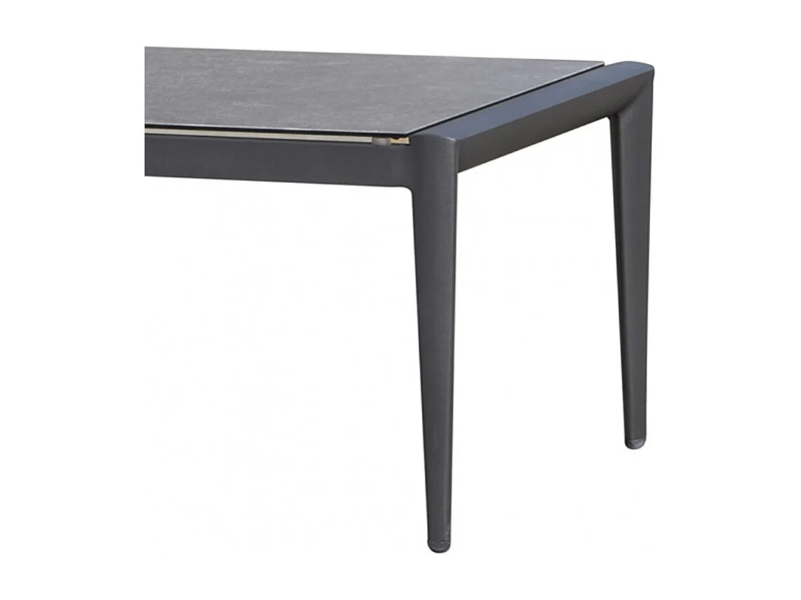 Table jardin 160 cm plateau verre trempé pieds métal - LOKI