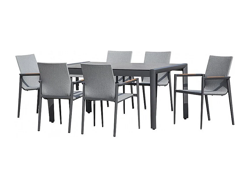 Table jardin 160 cm plateau verre trempé pieds métal - LOKI