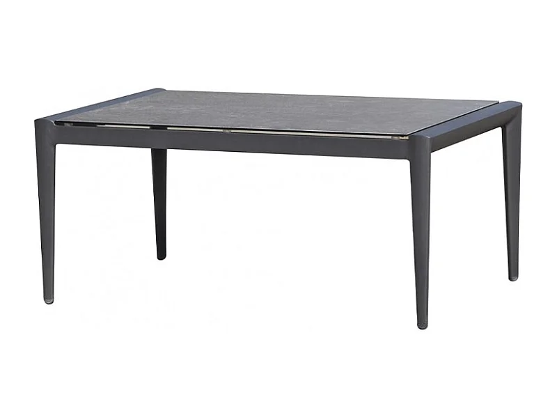 Table jardin 160 cm plateau verre trempé pieds métal - LOKI
