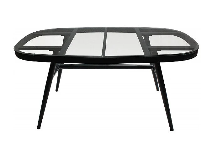 Table de jardin 160 cm métal gris plateau verre 6 places - PACIFIC