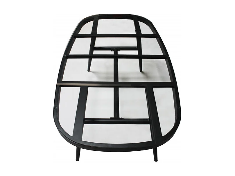 Table de jardin 160 cm métal gris plateau verre 6 places - PACIFIC