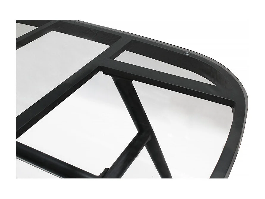 Table de jardin 160 cm métal gris plateau verre 6 places - PACIFIC