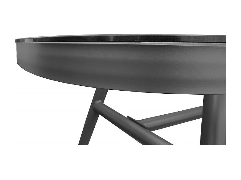 Table de jardin 160 cm métal gris plateau verre 6 places - PACIFIC